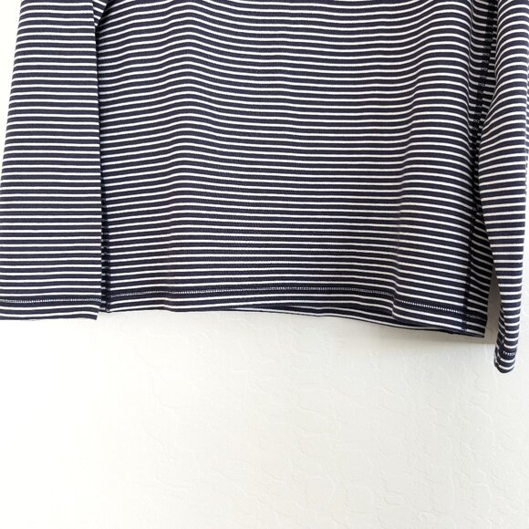 J CREW Pullover Men's L Blue White Performance Striped 1/4 Zip Long Sleeve - Picture 6 of 11